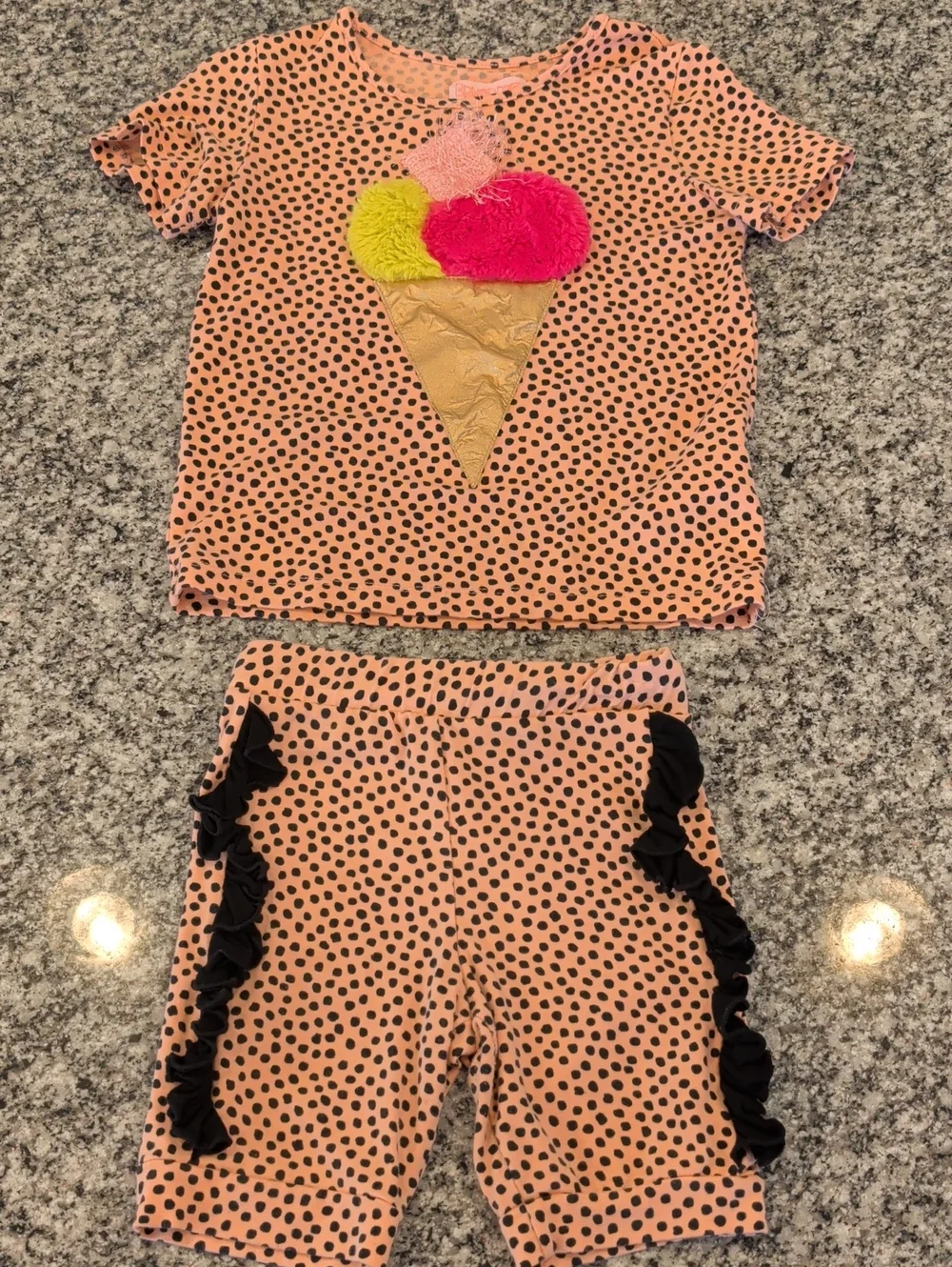 Girls Peach Polka Dot Ice Cream Costume Set